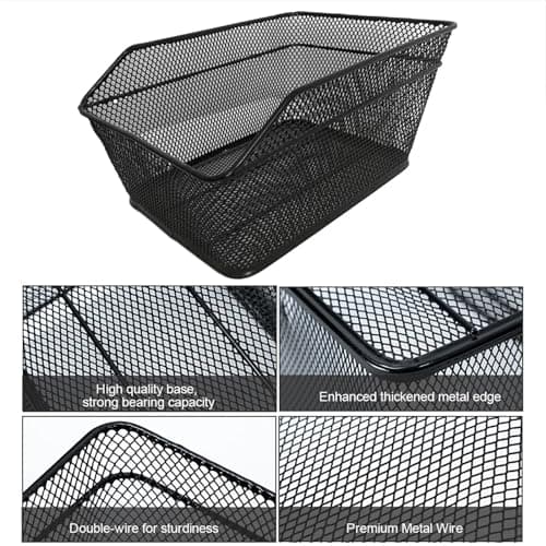 Rear Basket, Metal Bike Rack, Easy to Assemble, Waterproof Rain Cover, Luggage Bag — view 2