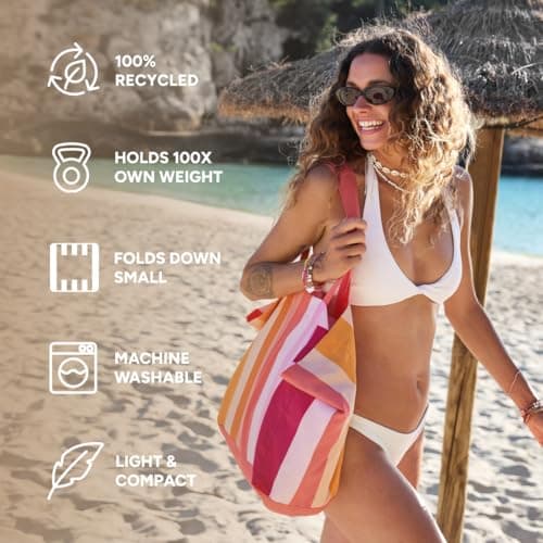 Dock & Bay Everyday Beach Tote Bag - Reusable Beach Handbag & Shopping Carrier - Miami Sorbet — view 4