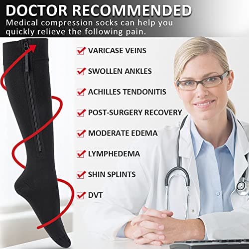 Ailaka 15-20 mmHg Zipper Compression Socks for Women Men, Closed Toe — view 4