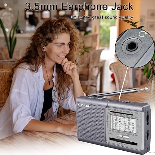 XHDATA D219 Portable Radio Retro FM AM SW Radio Battery Operated for Household Outdoor Camping Hiking Pocket Radio Grey — view 6