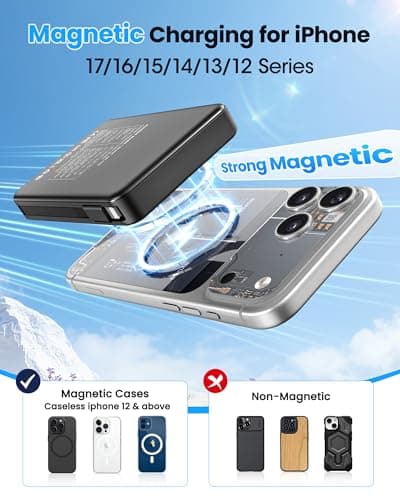 PDBEST Magnetic Power Bank with Built in Cables, 10000mAh Portable Charger — view 2