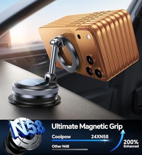 Coolpow Phone Holder for Cars,Vacuum Magnetic Car Phone Holder for Magsafe — view 3