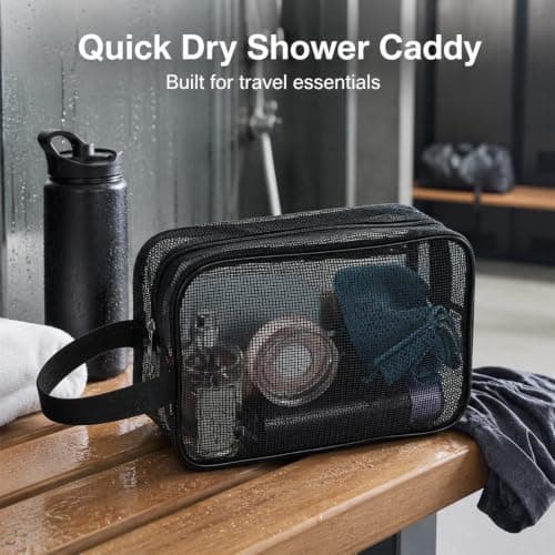 Whispern Cloud Mesh Shower Caddy Bag, Portable Quick Dry Bathroom Organiser — view 3