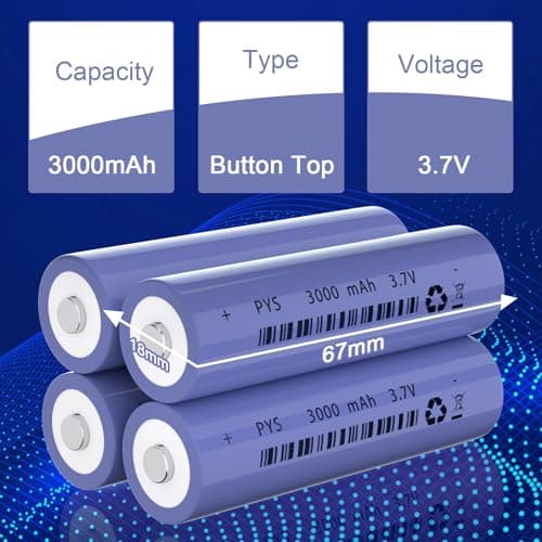 3.7V Rechargeable Battery REACELL 3000mAh Large Capacity Button Top NiMH Batteries with Case, Perfect for Flashlight,Small Fan,Camera,Doorbell,Headlamp (4 pack+box) — view 5