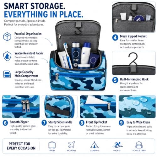 Camouflage Mens Wash Bags Toiletry Bags, Waterproof Toiletry Bag — view 3