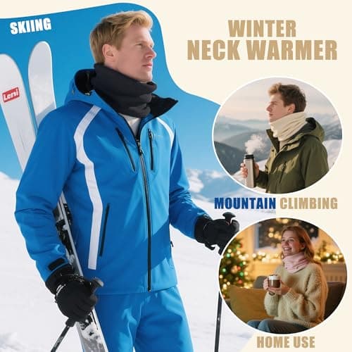 ehsbuy Winter Neck Warmer Fleece Snoods for Men Women Thermal Thick Knit Neck Gaiters Ski Mask Scarf Gifts for Cycling Outdoor — view 6