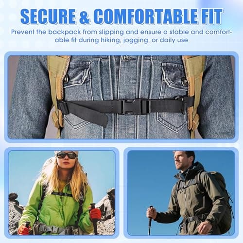 Backpack Chest Strap 2-Pack, Adjustable Sternum Strap & Waist Belt Set with Quick-Release Buckle, Non-Slip Walking & Hiking Strap, Universal Repair Replacement for School Bags, Travel & Outdoor Gear — view 6