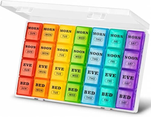 Yaklim Weekly Tablet Organiser 7 Day 4 Times a Day, Large Pill Box