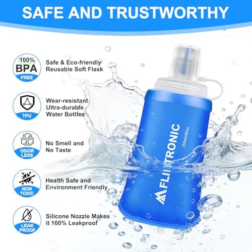 flintronic 2PCS Soft Flask TPU, 250ML Collapsible Water Bottle, Lightweight Soft Water Bottle for Unisex Hydration, BPA-Free, Leakproof Foldable Water Bottle for Running, Cycling, Climbing — view 4