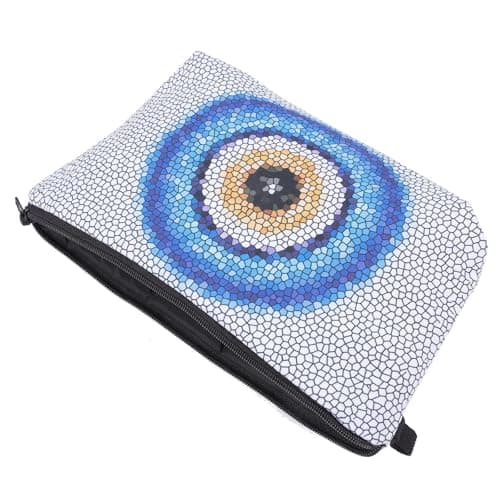 Evil Eye Makeup Bag Silver Polyester Waterproof Zipper Pouch