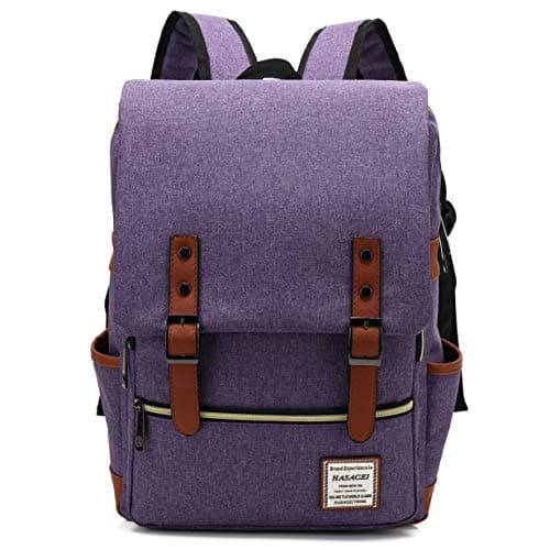 FreeMaster Vintage Unisex Casual School Bag Travel Laptop Backpack Rucksack Daypack Tablet Bags (Purple) — view 3