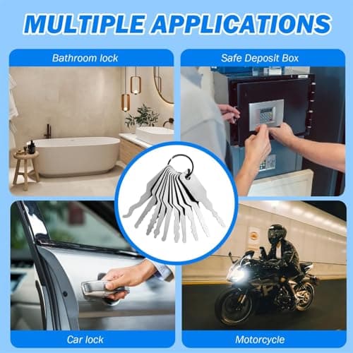 Universal 10-Piece Lock Picking Kit, Emergency Skeleton Keys for Any Lock Type, Versatile Lock Pick Set for Doors, Windows, Cars & Safe Boxes, Portable Keychain Tool, Quick Access in Urgent Situations — view 2