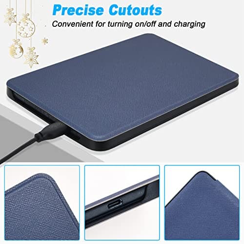 DMLuna Case for Kobo Clara 2E 6" 2022 Release, Ultra Slim Lightweight Folio Premium PU Leather Protective Cover with Auto Sleep/Wake Function, Navy Blue — view 5