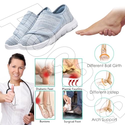 Aocase Slip On Loafers Trainers Orthopaedic Trainers Leisure Mesh Breathable Sandals Orthopaedic Diabetic Walking Shoes Outdoor Sports Shoes Comfortable Running Shoes Slippers,Blue,35/225mm — view 2