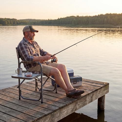 COSTWAY Folding Directors Chair, Oversized Camping Chairs with Side Table and Cup Holder, Outdoor Heavy Duty Beach Chair for Lawn Picnic Hiking Fishing (Camouflage, 82 x 46 x 88cm, no Storage Pocket) — view 2