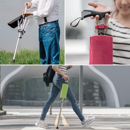 STEP2GOLD Ta-Da Chair - Walking Stick with Seat, Ultra-Light Aluminium Frame & Sturdy Foldable Stool (up to 110kg), Collapsable Folding Design, Ideal for Travel & Sightseeing - Black, 82 cm — view 6