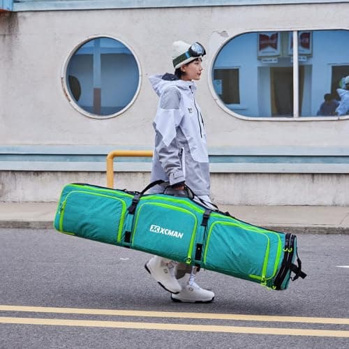 XCMAN Padded Snowboard Bag Adjustable Length 63-75In Padded Bag for Air Travel (Green) — view 5