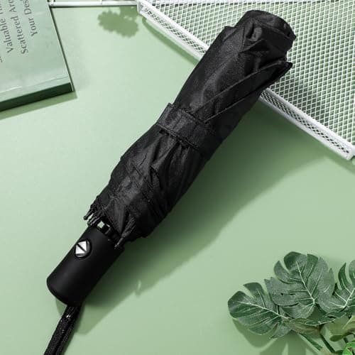 VILLFUL Compact Black Folding Umbrella Automatic Windproof Travel — view 4