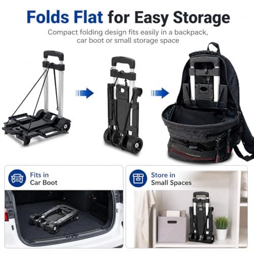 Sack truck 30kgs / 66lbs Aluminum Folding Hand Truck Heavy Duty Multi-Functional Hand Truck Portable Luggage Sack Trolley for Luggage Travel Auto Moving Office Folding trolley Dolly trolley — view 4