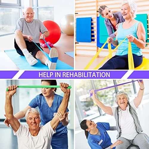 GIEMIT Resistance Bands Set,TPE Elastic Bands with 4 Resistance Levels (Light to X-Heavy)，Exercise Bands for Recovery, Physical Therapy,Fitness,Yoga,Pilates,Rehab,Strength Training — view 6