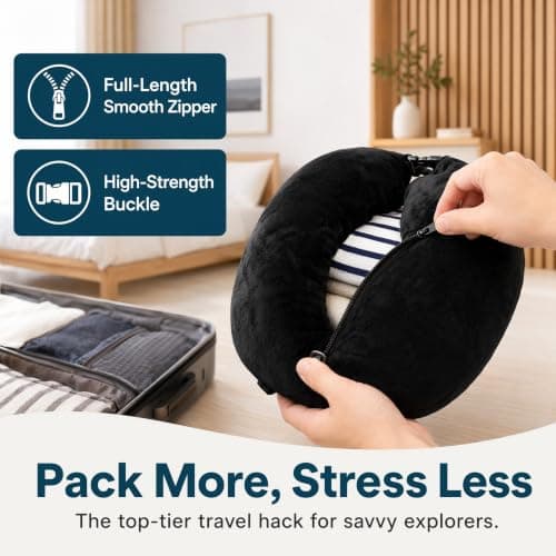 2 Pcs Stuffable Neck Pillow, Velvet U-Shaped Fillable Travel Pillow — view 6