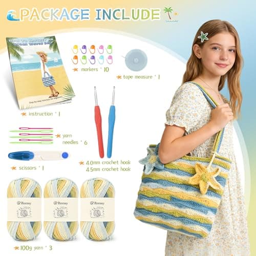 Reessy Crochet Bag Kit, Beach Wave Bag Crochet Kits for Beginners Adult — view 2