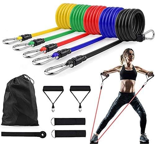 Nature Therapy Home Fitness Accessory Resistance Tube Resistant Bands Set (11 PCS) With Carrying Bag Muscle Building Strength Training Yoga Pull Rope Home Gym Equipment — view 2
