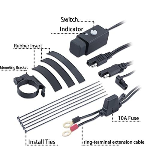Waterproof Motorcycle USB Phone Charger Adapter with Power Switch 5V Dual Ports Smart Charging Power Socket for iPhone, Tablets, Samsung, Gopro — view 2