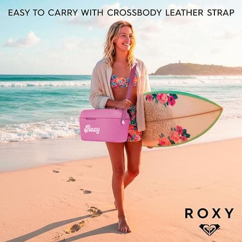 Roxy 12 Qt Portable Hard Cooler with Shoulder Strap, Insulated Ice Chest for Beach, Picnic, Camping and Travel, Pink Coral — view 6