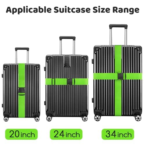 WISYOK Luggage Straps Extended, 4 Pack, 130-250cm Adjustable, Green — view 3