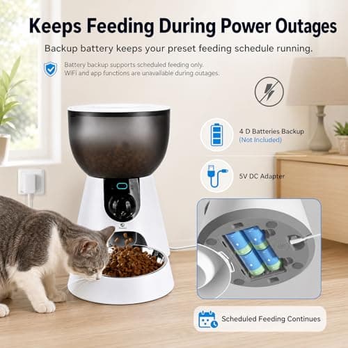 Podazz Automatic Cat Feeder with Camera, WiFi App Control, 4L Bowl — view 5