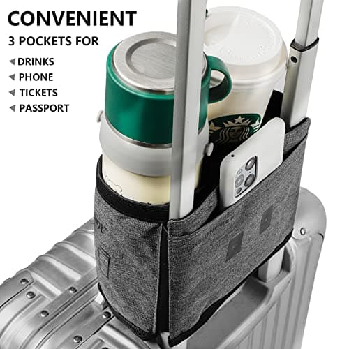riemot Luggage Travel Cup Holder, Free Hand Drink Caddy - Hold Two Coffee Cups, Fits Roll on Suitcase Handles - Gifts for Travelers, Tourist, Flight Attendants Travelers Accessories — view 2