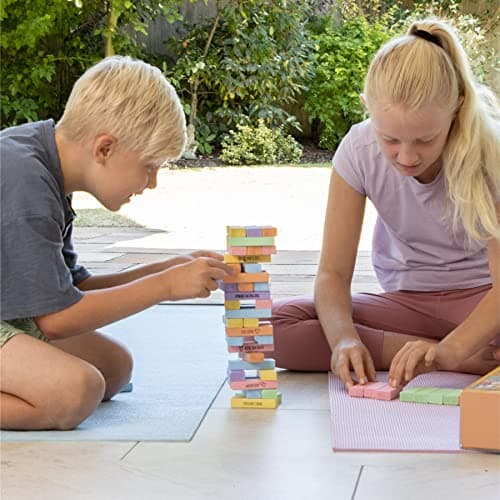 Myga Yoga Tumbling Tower - Childrens Wooden Stacking Block Game with 60 Yoga Poses for Exercise & Mindfulness - Educational Building Toy for Kids, Yogis & Family — view 3