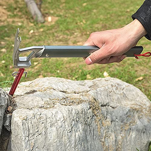 Heavy Duty Camping Claw Hammer, Stainless Steel Ox Horn Head Tent Stake Multifunction Building Camping Hammer for Hiking Backpacking Gardening (Orange) — view 3