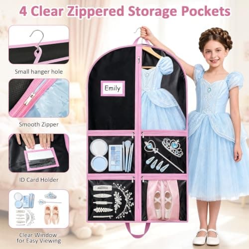 Dance Costume Bag, 40" Dance Costume Garment Bags with Shoe Bag — view 3