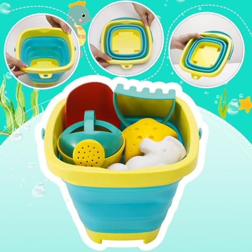 Kids Beach Toys Foldable Beach Bucket and Spade Set with Molds Watering Can — view 4