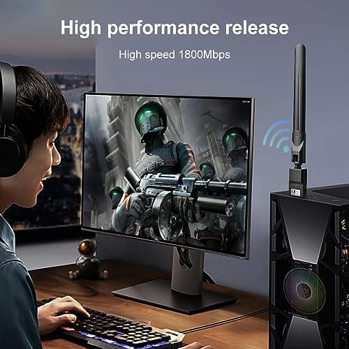 Usb Wifi Adapter 1800Mbps Network Card Receiver Dual Band 5GHz 2.4GHz 6dBi Antenna Plug And Play for Laptop Desktop — view 2