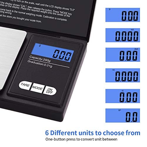 UNIWEIGH Gram Scale,200 gx0.01 g(7.05 oz x 0.001 oz) Digital Pocket Scale — view 2