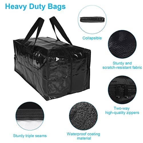 Moving Bags 2 Pack 90L Heavy Duty Extra Large Clothes Packing Boxes Black — view 6