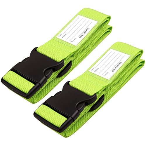 OW-Travel Personalised Luggage Straps for Suitcases, Green, 2 Pack