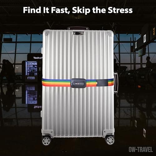 OW-Travel Lockable Luggage Straps for Suitcases with TSA Lock, Rainbow — view 4