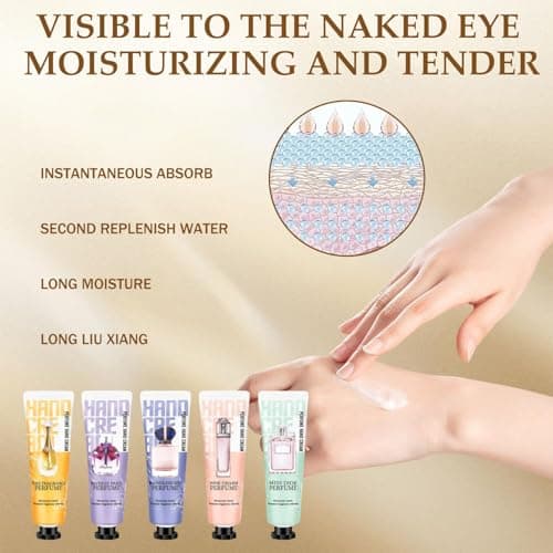 5PCS Hand Cream Gift Set, Fragrant Travel-Friendly Small HandCream, Hand Cream And Perfume Set For Women & Men, Small Presents For Dry Hands Care, Hand Cream Multipack, Gifts For Women — view 2