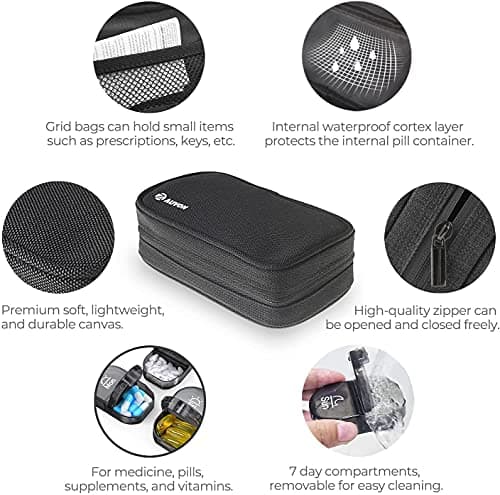 AUVON AM/PM Pill Organiser with a Zipper Canvas Bag for Dual Protection — view 2