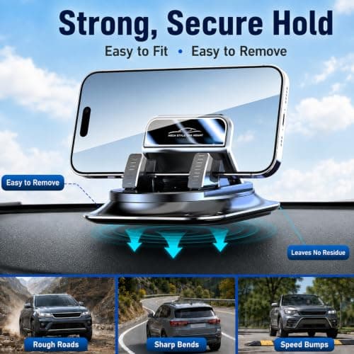 Car Phone Mount for Dashboard, 360 Degree Rotation Phone Holder for Cars — view 3