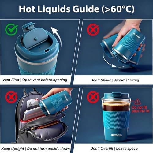 GEMFUL 510ml Thermal Coffee Cup Insulated Stainless Steel Travel Tumbler — view 3