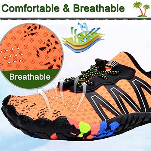 Barefoot Water Shoes Mens Womens Aqua Sea Swim Beach Shoes Mens Surf Quick Dry Ladies Lightweight Sport Wet Pool Diving Unisex Orange — view 2