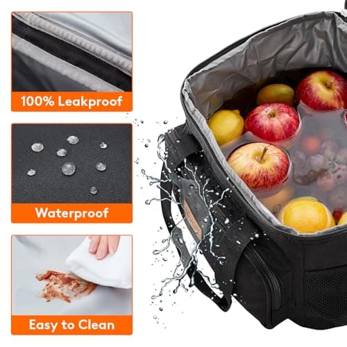 Lifewit Lunch Bag 15L 24 Can Insulated Lunch Box Soft Cooler Cooling Tote for Adult Men Women, Black — view 5