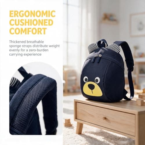 NIFTYY Toddler Anti-Lost Backpack with Leash, Cute Bear Animal Harness Backpack, Safety Child Backpack for Baby Boys Girls 1-4 Years, Lightweight Travel Bag (navy blue) — view 4
