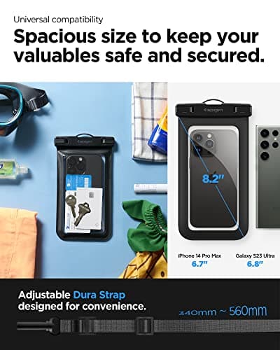 Spigen [2 PACK Waterproof Floating Phone Case Up to 8.2" Black — view 2