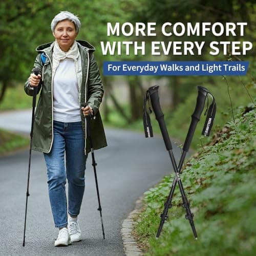 Trekking Poles for Seniors, 2 Pack Flip-Lock Adjustable Walking Sticks, 240g — view 4